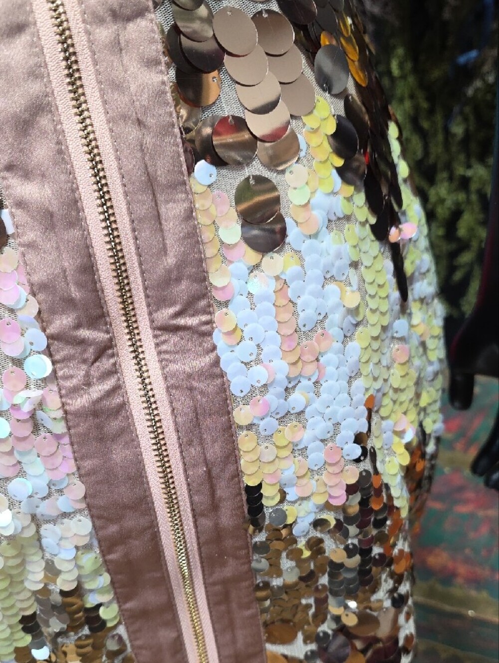 Luxxel Iridescent Sequin Mini Dress - Champagne, Rose, Gold - Picture 12 of 13